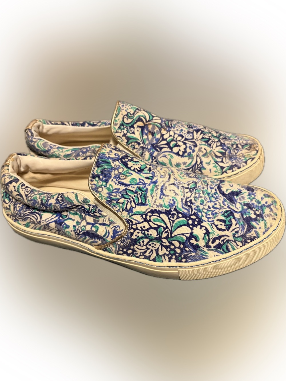 Lilly Pulitzer Blue & Teal Floral Slip-On Sneakers